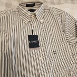 Stafford Essentials Striped Dress Shirt Classic Fit 15.5 34/35 NWT